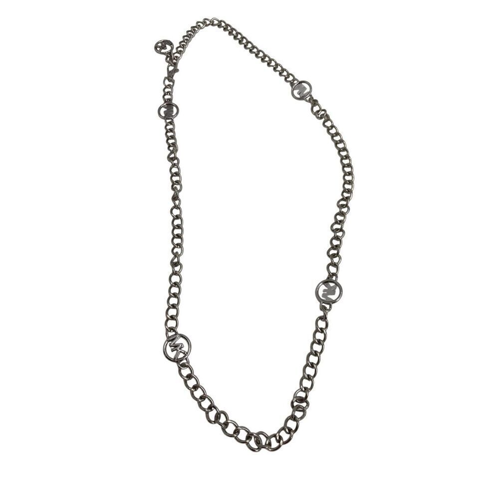 Michael Kors Silver Tone Logo Chain Link Belt Adjustable